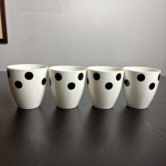 MIKASA Ultima + Plus Hot Spots Ebony White/Black Polka-Dot Coffee Mugs, Set of 4 - Picture 5 of 9